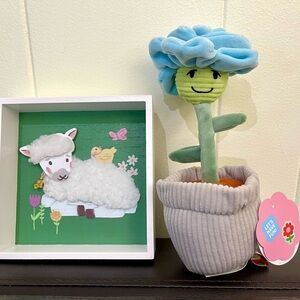 Target Spritz Easter Lamb Shadowbox + Plush Blue Flower Toy Bundle Spring Decor